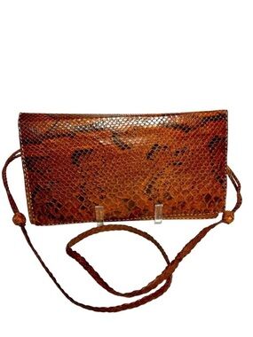 PYTHON SNAKE SKIN 80’s Handmade From France Crossbody/clutch Braided Natural
